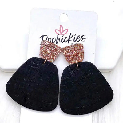 2" Rose Glitter & Black Jasmine Earrings-Acrylic, Black, Corkies, Dangle Earrings, Earring, Earrings, Jewelry, Post Earrings, Rose Glitter-[option4]-[option5]-[option6]-Bella Bliss Boutique in Texas