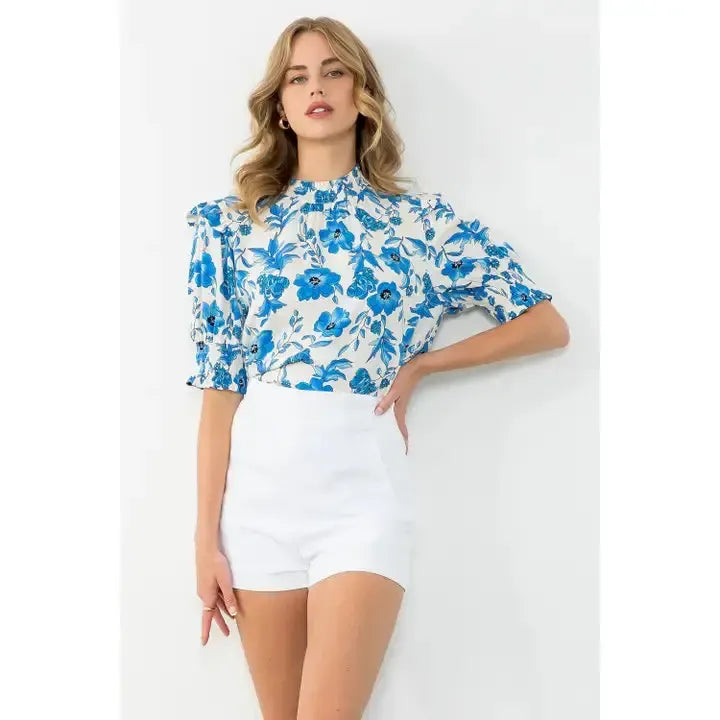 Flower Print Peplum Top