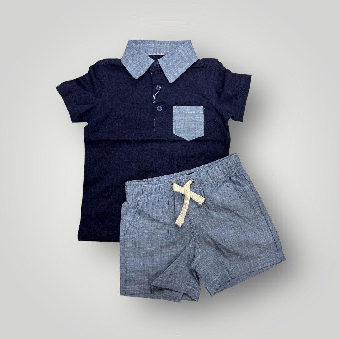 Navy Polo & Shorts Set-Andy & Evan, boys, Children & Tweens, children's, Children/Tween, Childrens/Tween, navy blue, Polo, shorts set-2T-[option4]-[option5]-[option6]-Bella Bliss Boutique in Texas