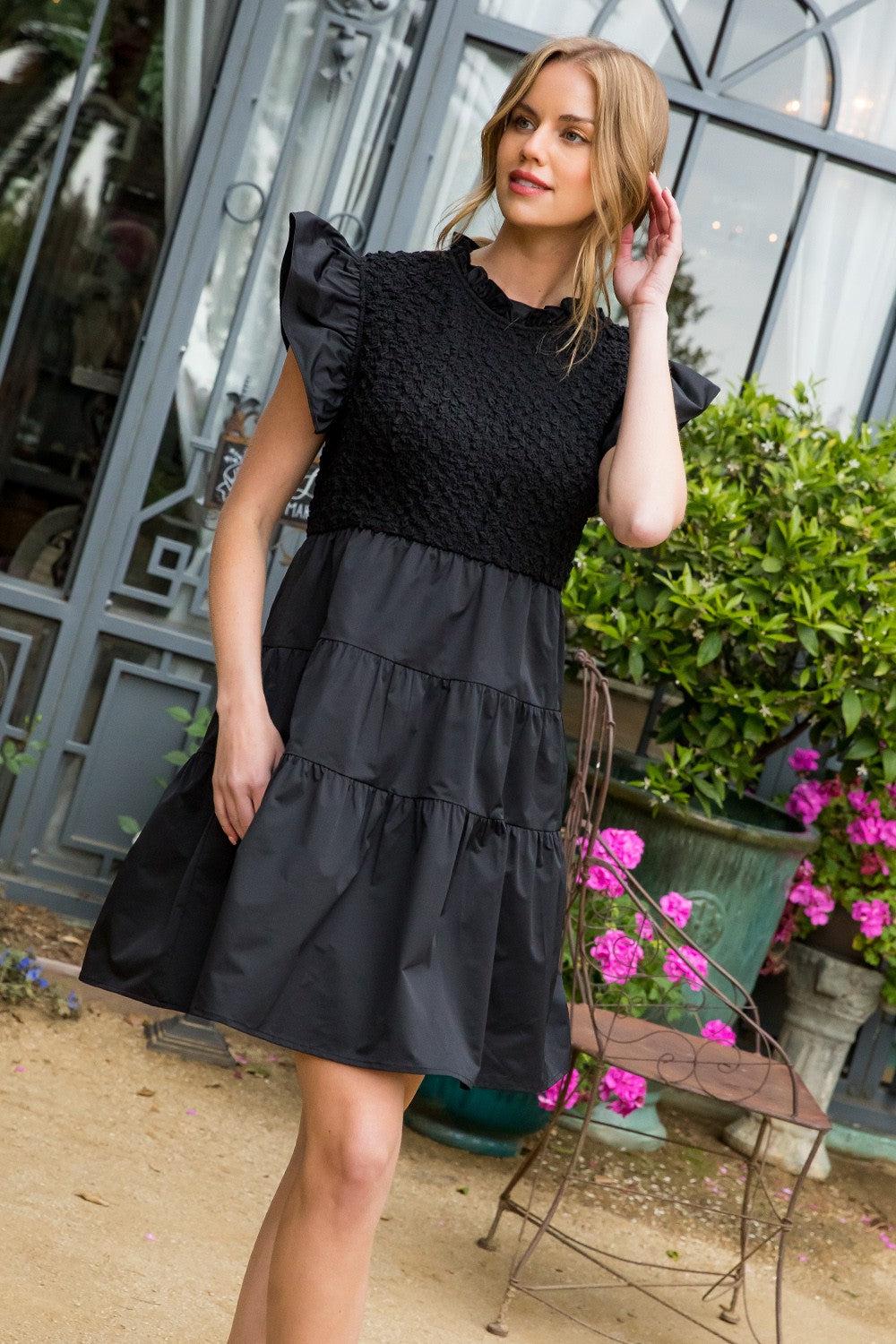 Smocked Poplin Tiered Dress