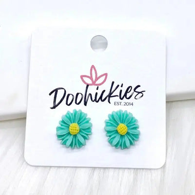 13mm Daisy Stud Earrings-Daisies, Earring, Earrings, Flowers, Jewelry, Mint, Pink, Post Earrings, purple, Stud EArrings, White, Yellow Sunflowers-Mint Daisies-[option4]-[option5]-[option6]-Bella Bliss Boutique in Texas