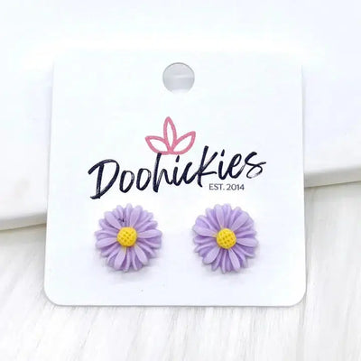 13mm Daisy Stud Earrings-Daisies, Earring, Earrings, Flowers, Jewelry, Mint, Pink, Post Earrings, purple, Stud EArrings, White, Yellow Sunflowers-Purple Daisies-[option4]-[option5]-[option6]-Bella Bliss Boutique in Texas