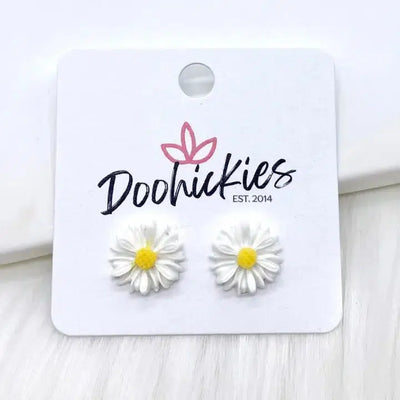 13mm Daisy Stud Earrings-Daisies, Earring, Earrings, Flowers, Jewelry, Mint, Pink, Post Earrings, purple, Stud EArrings, White, Yellow Sunflowers-White Daisies-[option4]-[option5]-[option6]-Bella Bliss Boutique in Texas