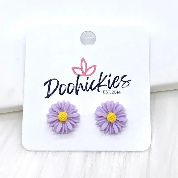 13mm Daisy Stud Earrings-Daisies,Earring,Earrings,Flowers,Jewelry,Mint,Pink,Post Earrings,purple,Stud EArrings,White,Yellow Sunflowers-[option4]-[option5]-[option6]-Bella Bliss Boutique in Texas