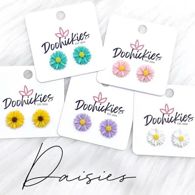 13mm Daisy Stud Earrings-Daisies, Earring, Earrings, Flowers, Jewelry, Mint, Pink, Post Earrings, purple, Stud EArrings, White, Yellow Sunflowers-[option4]-[option5]-[option6]-Bella Bliss Boutique in Texas