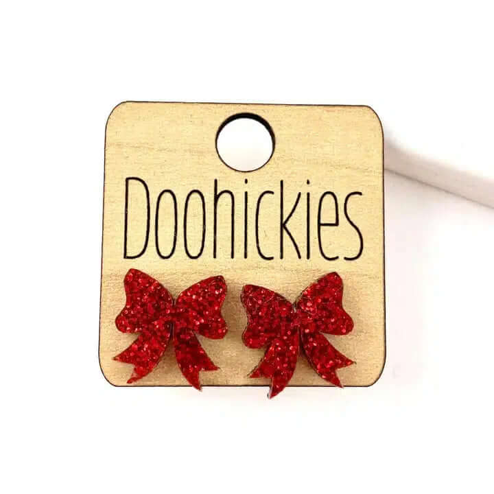 15mm Lovey Acrylic Bow Stud Earrings-Acrylic,Bow,Earring,Earrings,Glitter,Jewelry,Pink Saffiano,Post Earrings,Red Glitter,Stud EArrings,Valentine,Valentine's Day-[option4]-[option5]-[option6]-Bella Bliss Boutique in Texas