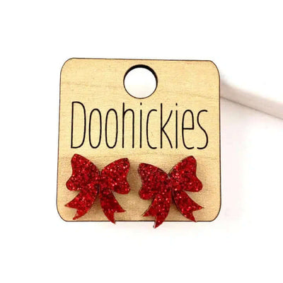 15mm Lovey Acrylic Bow Stud Earrings-Acrylic,Bow,Earring,Earrings,Glitter,Jewelry,Pink Saffiano,Post Earrings,Red Glitter,Stud EArrings,Valentine,Valentine's Day-[option4]-[option5]-[option6]-Bella Bliss Boutique in Texas