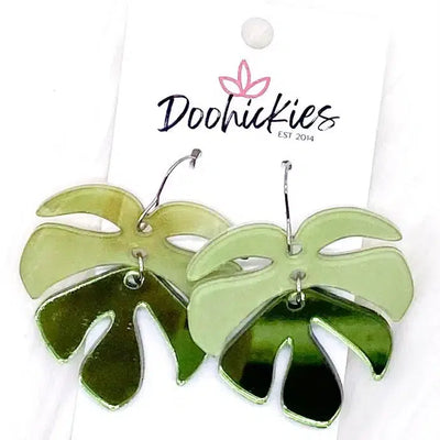 1.5" Acrylic Palm Leaf Earrings-Acrylic, Dangle Earrings, Earring, Earrings, French Wire Earrings, green, Jewelry, Palm Leaf-[option4]-[option5]-[option6]-Bella Bliss Boutique in Texas