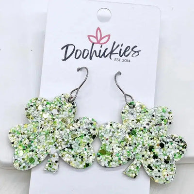 1.5" Shamrock Glitter Corkies Earrings-Corkies, Dangle Earrings, Earring, Earrings, French Wire Earrings, Jewelry, Shamrock-[option4]-[option5]-[option6]-Bella Bliss Boutique in Texas