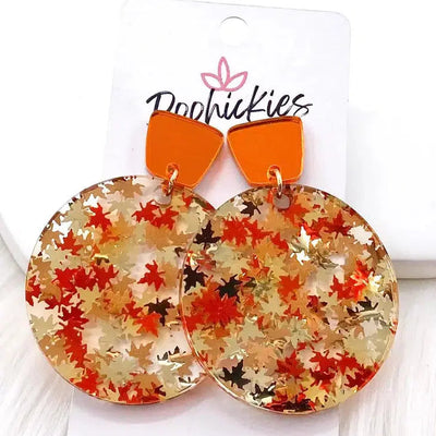 2" Acrylic Dangle Earrings-Autumn Leaves,clothing,Dangle Earrings,Earring,Earrings,Fall Earrings,Glitter,Glitter Orange,Jewelry,Mirror,Mirror Orange,orange,Orange Flakes,Piggyback,Post Earrings-[option4]-[option5]-[option6]-Bella Bliss Boutique in Texas