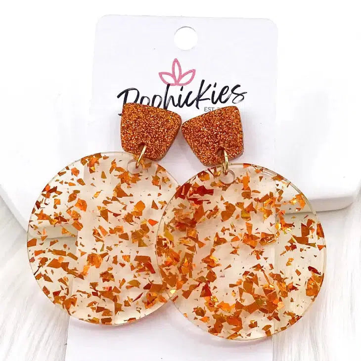 2" Acrylic Dangle Earrings-Autumn Leaves,clothing,Dangle Earrings,Earring,Earrings,Fall Earrings,Glitter,Glitter Orange,Jewelry,Mirror,Mirror Orange,orange,Orange Flakes,Piggyback,Post Earrings-[option4]-[option5]-[option6]-Bella Bliss Boutique in Texas