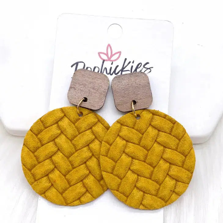 2" Walnut Cube & Box Braided Dangle Earrings-Box Braided,Dangle Earrings,Earring,Earrings,Fall Earrings,Ginger,Jewelry,Mustard,Piggyback,Post Earrings,Walnut Cube-[option4]-[option5]-[option6]-Bella Bliss Boutique in Texas