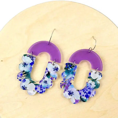 2.25" Floral Maria Acrylic Earrings-Acrylic,Dangle Earrings,Earring,Earrings,French Wire Earrings,Jewelry,Pink,Pink Posey,purple,Purple Meadow-[option4]-[option5]-[option6]-Bella Bliss Boutique in Texas