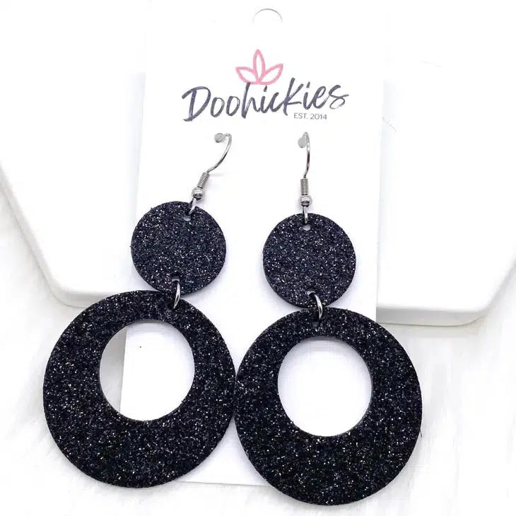 2.25"Spooky Glitter Earrings-Black Glitter,Dangle Earrings,Earring,Earrings,French Wire Earrings,Halloween,Jewelry,Lil' O's,Orange Glitter,Purple Glitter,Spooky Glitters-[option4]-[option5]-[option6]-Bella Bliss Boutique in Texas