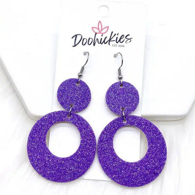 2.25"Spooky Glitter Earrings-Black Glitter,Dangle Earrings,Earring,Earrings,French Wire Earrings,Halloween,Jewelry,Lil' O's,Orange Glitter,Purple Glitter,Spooky Glitters-[option4]-[option5]-[option6]-Bella Bliss Boutique in Texas