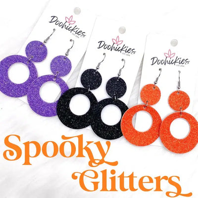 2.25"Spooky Glitter Earrings-Black Glitter, Dangle Earrings, Earring, Earrings, French Wire Earrings, Halloween, Jewelry, Lil' O's, Orange Glitter, Purple Glitter, Spooky Glitters-[option4]-[option5]-[option6]-Bella Bliss Boutique in Texas