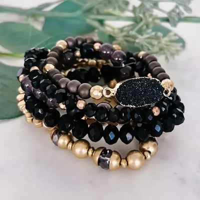 6-Stack Druzzy Stone Beaded Bracelet-6-Stack,Beaded Bracelet,Bracelet,Bracelets,Druzzy Stone,Jewelry,Stack Bracelet-[option4]-[option5]-[option6]-Bella Bliss Boutique in Texas