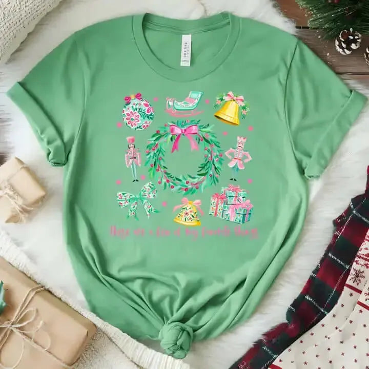 A Few of My Favorite Things Tee-A Few of My Favorite Things,Christmas,christmas tee,clothing,Curvy,Mint Green,Sale,T-Shirt,Top,Tops,Unisex Sizing,Women,women's-[option4]-[option5]-[option6]-Bella Bliss Boutique in Texas