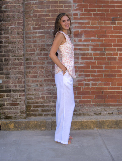 Abstract Pattern Jacquard Top-Abstract,Abstract Pattern,Abstract Print,clothing,Gold Accents,Jacquard,Jacquard Pattern,Pink,Sleeveless,Top,Tops,Women,women's,Woven Top-[option4]-[option5]-[option6]-Bella Bliss Boutique in Texas