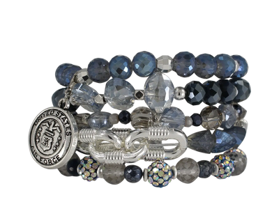Air Force Bracelet Set-Air Force, Bracelet, Bracelets, Jewelry, Silver, Stack Bracelet, Stretch Bracelet-[option4]-[option5]-[option6]-Bella Bliss Boutique in Texas