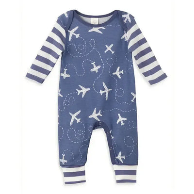 Airplanes Cotton Romper-Airplanes,Blue,Children & Tweens,children's,clothing,Cotton Romper,Infant to 6,Jumpsuits & Rompers,Onsie,romper,Rompers-NB-[option4]-[option5]-[option6]-Bella Bliss Boutique in Texas