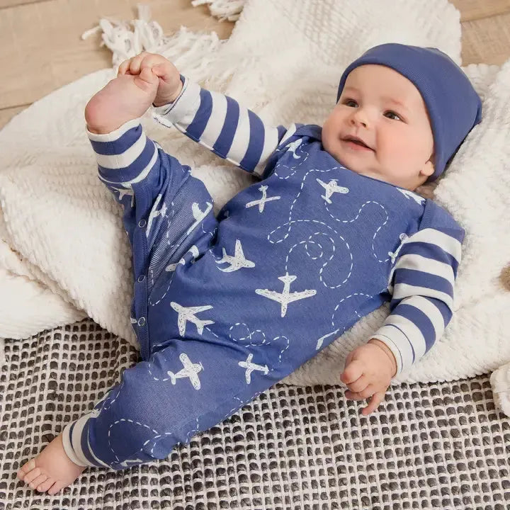 Airplanes Cotton Romper-Airplanes,Blue,Children & Tweens,children's,clothing,Cotton Romper,Infant to 6,Jumpsuits & Rompers,Onsie,romper,Rompers-[option4]-[option5]-[option6]-Bella Bliss Boutique in Texas