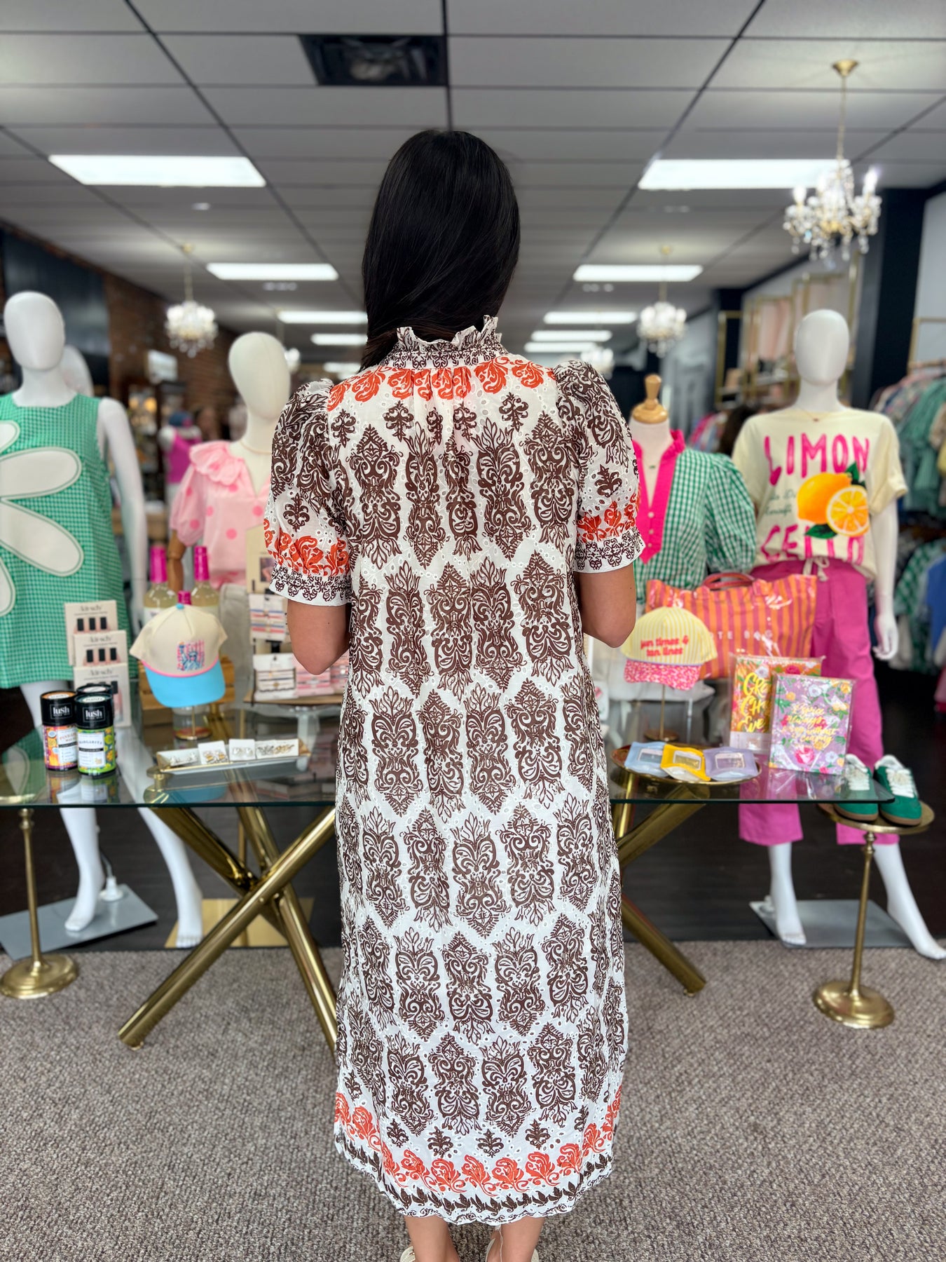 Amber Filigree Midi Dress
