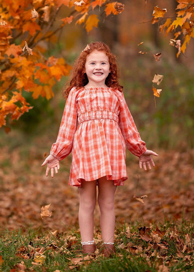 Amelia Dress-Autumn Orange,Children & Tween,Children & Tweens,children's,Childrens/Tween,dresses,Fall,Fall Favorites,Fall Plaid,girls,Infant to 6,little girls dresses,orange,Tween 7-14,Tweens 7-14-[option4]-[option5]-[option6]-Bella Bliss Boutique in Texas