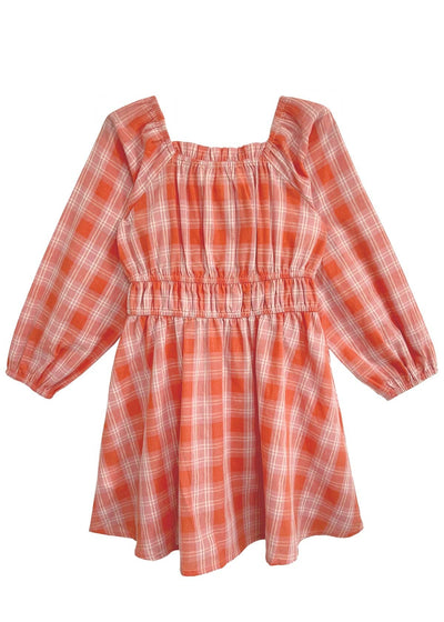 Amelia Dress-Autumn Orange,Children & Tween,Children & Tweens,children's,Childrens/Tween,dresses,Fall,Fall Favorites,Fall Plaid,girls,Infant to 6,little girls dresses,orange,Tween 7-14,Tweens 7-14-[option4]-[option5]-[option6]-Bella Bliss Boutique in Texas