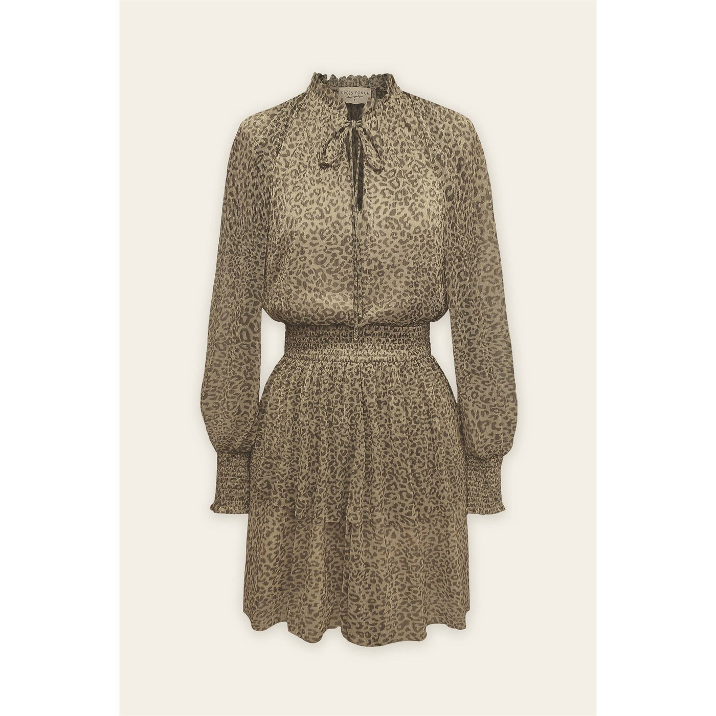 Animal Print Lurex Ruffled Mini Dress-Animal Print,clothing,dress,Dress Forum,dresses,Layered Dress,leopard,Leopard Print,Long Sleeve,Mini Dress,Party Dress,Ruffle Detail,Split Neckline,V-Neck,Women,women's-[option4]-[option5]-[option6]-Bella Bliss Boutique in Texas