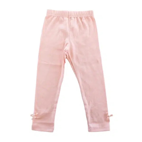 Ankle Bow Trim Leggings-Children & Tweens,children's,Doe a Dear,girls,Infant to 6,infant-6,Leggings,Pink,toddler-[option4]-[option5]-[option6]-Bella Bliss Boutique in Texas