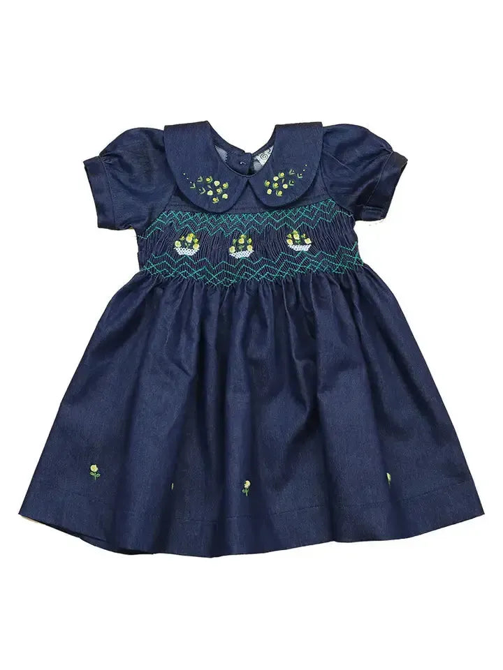 Annelise Rose Smocked Dress-Children & Tweens,children's,clothing,dress,dresses,Hand Smocked,Infant to 6,Puff Sleeve,smocked,smocked Detail-[option4]-[option5]-[option6]-Bella Bliss Boutique in Texas