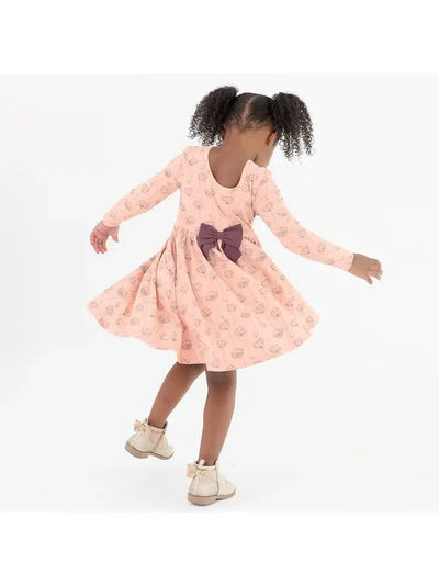 Antique Rose Twirl Dress - Size 7 Only-Antique Rose, Bow Detail, Children & Tweens, clothing, dress, dresses, Tweens 7-14, Twirl Dress-[option4]-[option5]-[option6]-Bella Bliss Boutique in Texas