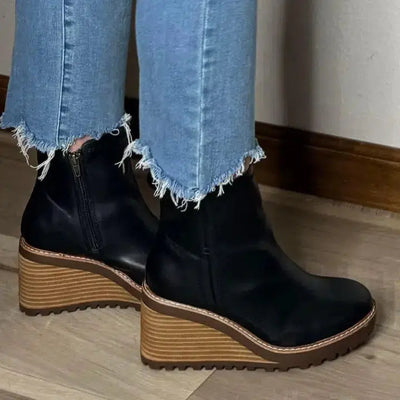 Arten Wedge Ankle Booties-Ankle Booties,Arten,Black,Booties,Sand,Shoes,Wedge,Wedge Booties,Women,women's-Black-6-[option4]-[option5]-[option6]-Bella Bliss Boutique in Texas