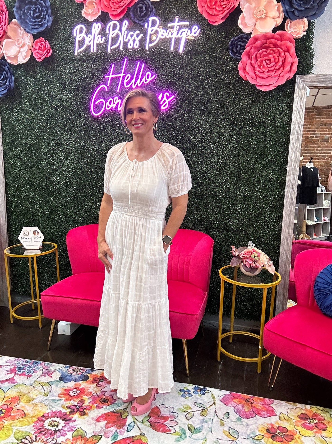 Audrey Maxi Dress-A-Line, clothing, Curvy, dress, dresses, Maxi Dress, smocked waist, Smocking, Snow White, Tie Neck, Tiered, Women, women's-XS-[option4]-[option5]-[option6]-Bella Bliss Boutique in Texas