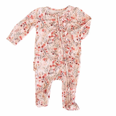 Autum Bloom Zipper Footie-Bamboo Viscose,Caden Lane,Children & Tween,Children & Tweens,Floral,infant,Infant to 6,Rompers,Ruffle Detail,Zipper Detail-Newborn-[option4]-[option5]-[option6]-Bella Bliss Boutique in Texas