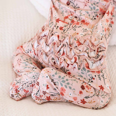 Autum Bloom Zipper Footie-Bamboo Viscose,Caden Lane,Children & Tween,Children & Tweens,Floral,infant,Infant to 6,Rompers,Ruffle Detail,Zipper Detail-[option4]-[option5]-[option6]-Bella Bliss Boutique in Texas