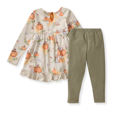 Autumn Feels Infant Tunic Set-Burt's Bees Baby,Children & Tweens,children's,Childrens/Tween,Fall Floral,holiday,Infant to 6,Long Sleeve,Ruffle Detail,Ruffle Trim-12 Months-Oat-[option4]-[option5]-[option6]-Bella Bliss Boutique in Texas