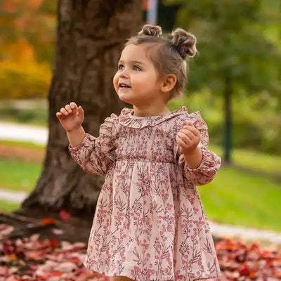 Autumn Floral Dress-Autumn Floral, Brown, Children & Tweens, children's, clothing, dress, dresses, Fall Floral, Floral Print, Infant to 6, Long Sleeve-[option4]-[option5]-[option6]-Bella Bliss Boutique in Texas