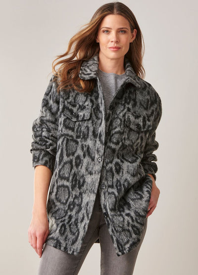 Barnaby Brushed Shacket-Animal Print, clothing, Coats & Jackets, Grey, Outerwear, Shacket, Top, Tops, Women, women's-S-[option4]-[option5]-[option6]-Bella Bliss Boutique in Texas