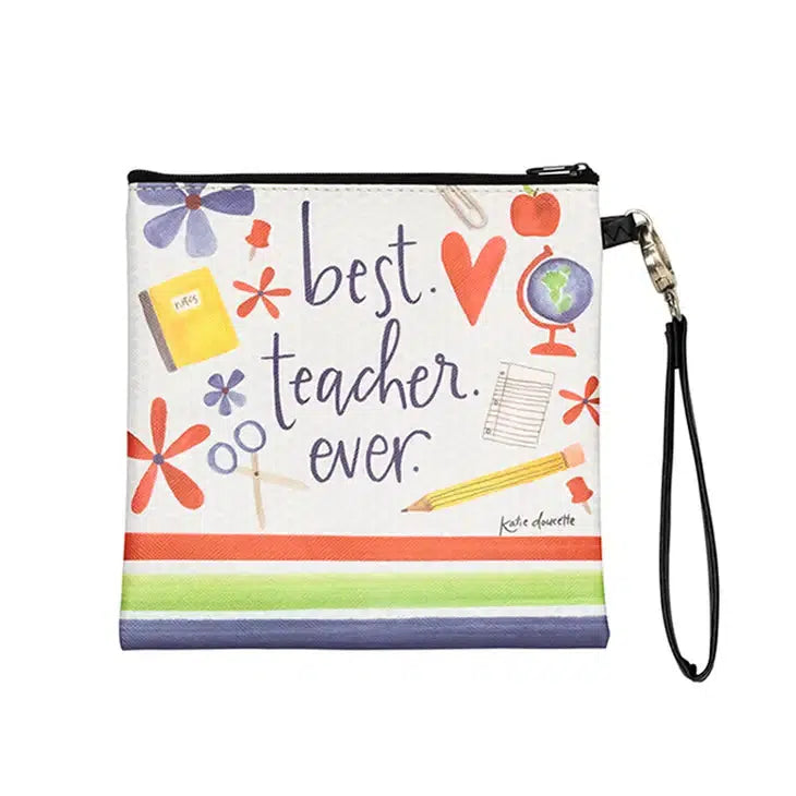 Best Teacher Ever Square Wristlet-Accessories, Best Teacher Ever, Gifts, Teacher Gifts, Wristlet-[option4]-[option5]-[option6]-Bella Bliss Boutique in Texas