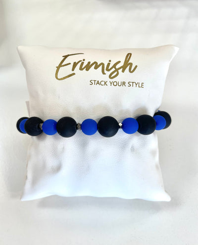 Blue and Black Matte Bead Bracelet-Black,Blue,Bracelets,Erimish,Jewelry,One Size,Stackable,Stretch Bracelet,Women-[option4]-[option5]-[option6]-Bella Bliss Boutique in Texas
