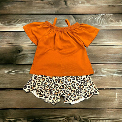Boardwalk Chic Shorts Set-Animal Print, Bottoms, Brown, Children & Tweens, clothing, Infant to 6, leopard, Leopard Print, Off The Shoulder, ruffle, Ruffle Detail, Ruffle Hem, Ruffle Trim, set, shorts, shorts set, Tie Waist Shorts, Top, Tops-XXS-12/18M-[option4]-[option5]-[option6]-Bella Bliss Boutique in Texas
