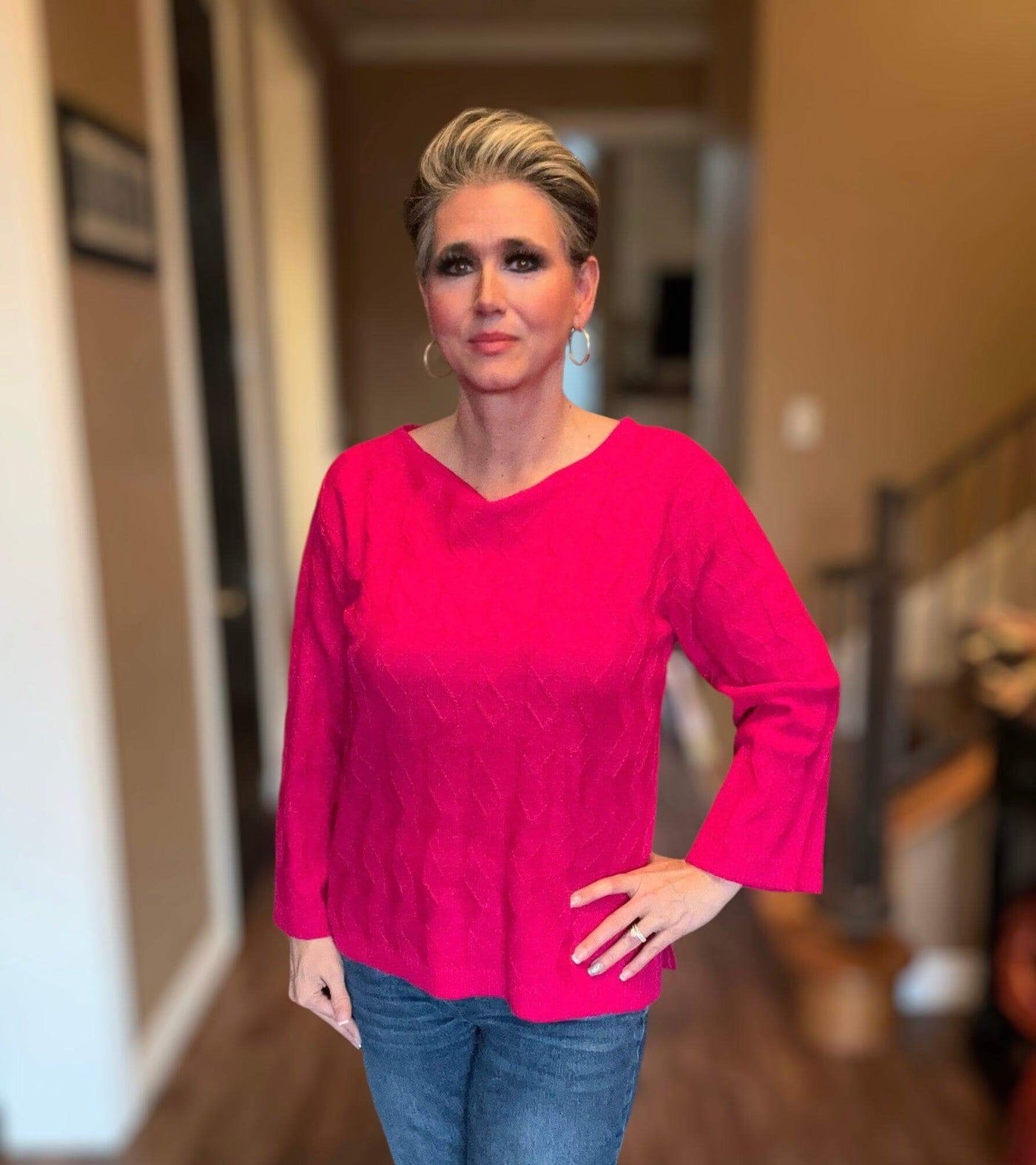 Boat Neck Sweater-Boat Neck,Bright Star Ruby,clothing,Dolman Sleeve,Long Sleeve,Sale,Sweater,Sweaters,Top,Tops,Women,women's-[option4]-[option5]-[option6]-Bella Bliss Boutique in Texas