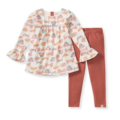 Boho Butterflies Toddler Tunic Set-Burt's Bees Baby,Butterfly Floral,Children & Tweens,children's,Childrens/Tween,dress,little girls dresses,Long Sleeve-Eggshell-12m-[option4]-[option5]-[option6]-Bella Bliss Boutique in Texas