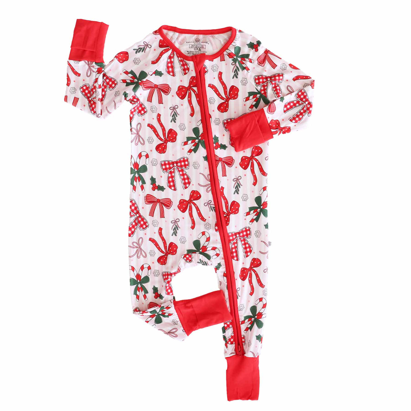 Bow What Fun Convertible Zip Romper-Bamboo Viscose,Caden Lane,Children & Tween,Children & Tweens,holiday,Infant to 6,Rompers,Zip Front-0-3 M-[option4]-[option5]-[option6]-Bella Bliss Boutique in Texas