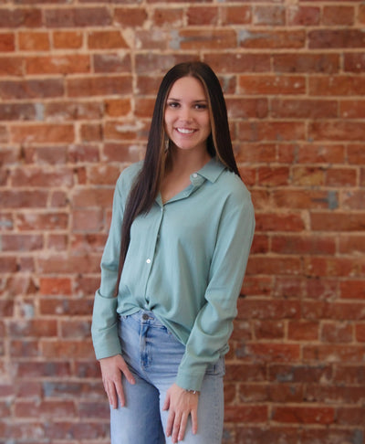 Button Front Top-button down,Button Front,Button Up,buttondown,clothing,Collared,Curvy,green,Long Sleeve,Navy & White,Pink,Top,Tops,White,Women,women's-[option4]-[option5]-[option6]-Bella Bliss Boutique in Texas