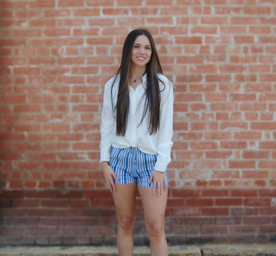 Button Front Top-button down,Button Front,Button Up,buttondown,clothing,Collared,Curvy,green,Long Sleeve,Navy & White,Pink,Top,Tops,White,Women,women's-[option4]-[option5]-[option6]-Bella Bliss Boutique in Texas