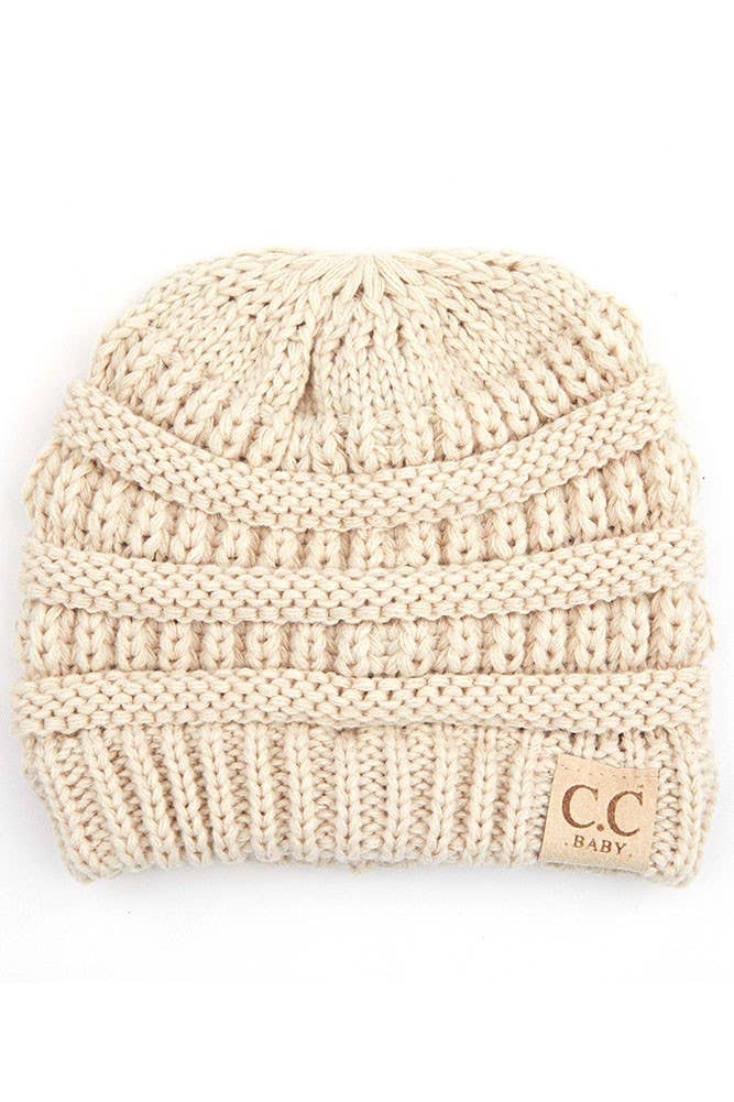 C.C Baby Solid Color Knit Beanie-Baby Essentials,Beanie,Beige,Black,Children & Tween,Children & Tweens,children's,children's Accessories,Childrens/Tween,Grey,hat,Hats,Infant to 6,infant-6-Beige-[option4]-[option5]-[option6]-Bella Bliss Boutique in Texas