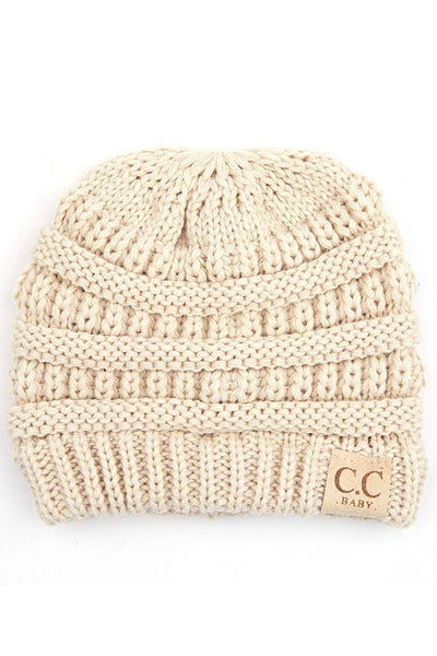 C.C Baby Solid Color Knit Beanie-Baby Essentials,Beanie,Beige,Black,Children & Tween,Children & Tweens,children's,children's Accessories,Childrens/Tween,Grey,hat,Hats,Infant to 6,infant-6-Beige-[option4]-[option5]-[option6]-Bella Bliss Boutique in Texas